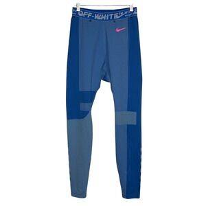 Nike Off-White Leggings Women M Blue Colorblock Keep Back BV8043-406